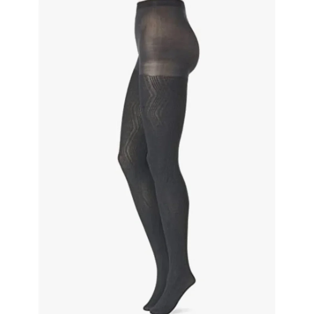 HUE Womens Diamond Texture Tights Control Top Black U23157 L/XL Size 4